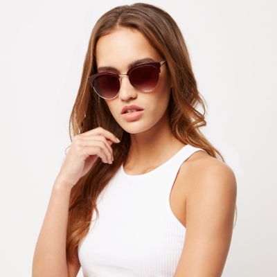 Dark purple flat top sunglasses